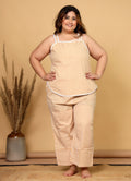 Mustard Gingham Checks Comfort Loom Pure Cotton Sleeveless Plussize Nightsuit Set By Ameerah