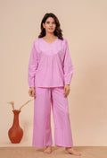 Gingham Checks Comfort Loom Pure Cotton Pink & White Nightsuit Set By Ameerah