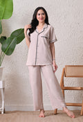Elegent Beige Solid Cotton Flex Nightsuit Set by Ameerah